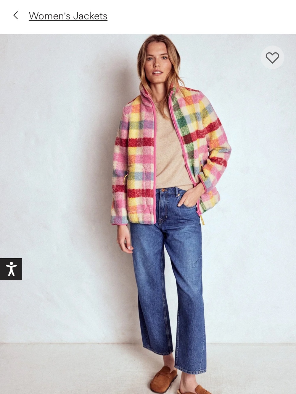 Boden Multicolor Check Sherpa Jacket - Pink, Green, Yellow, Blue, Red - Picture 5 of 6